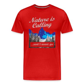 Randonnée La nature appelle Hike Vintage - T-shirt bio Premium Homme - rouge - Devant - Damien (186cm)