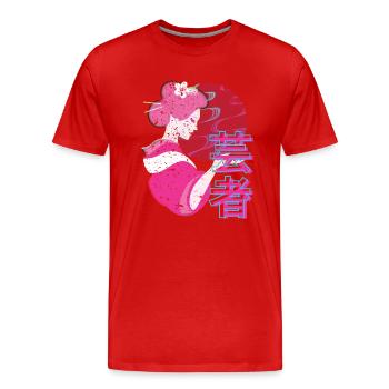 Japon Geisha des années 80 Retro Vaporwave - T-shirt bio Premium Homme - rouge - Devant - Damien (186cm)