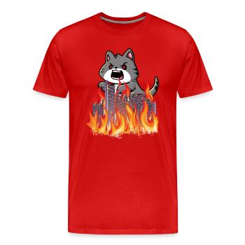 Funny Anime Cat Manga Kawaii Japanese - Men's Premium Organic T-Shirt - red - Front - Damien (186cm)