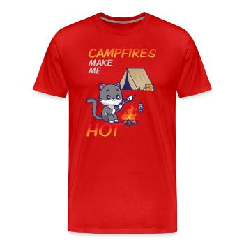 Niedliche Katze lustiger Camping Spruch - Männer Premium Bio T-Shirt - Rot - Vorne - Damien (186cm)