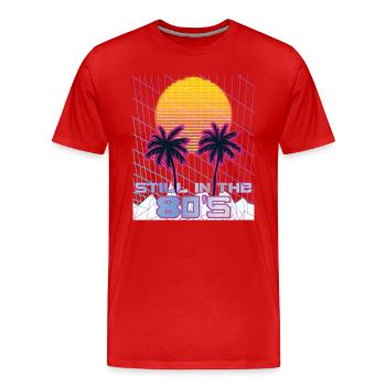 Retro Synthwave 80s Vintage Streetwear - Men's Premium Organic T-Shirt - red - Front - Damien (186cm)