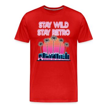 Retro 80s Vintage Vaporwave Streetwear - Men's Premium Organic T-Shirt - red - Front - Damien (186cm)