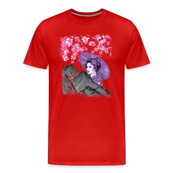 Retro Japan Geisha Aesthetics Vintage - Men's Premium Organic T-Shirt - red - Front - Damien (186cm)