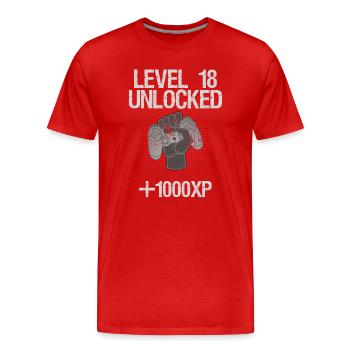18th Birthday Level 18 unlocked vintage - Men's Premium Organic T-Shirt - red - Front - Damien (186cm)