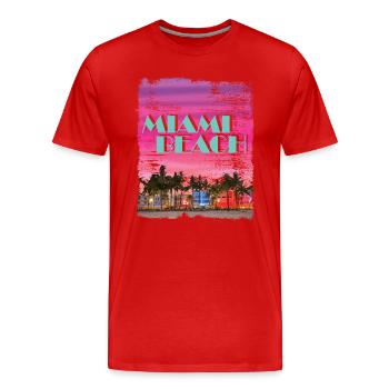 Miami Beach 80er Retro Vaporwave - Männer Premium Bio T-Shirt - Rot - Vorne - Damien (186cm)