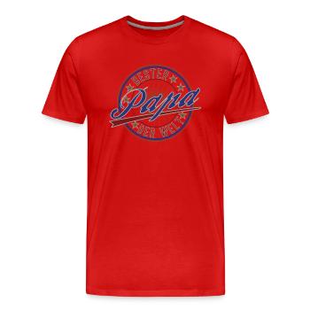 bester Papa Vintage Vater lustig - Männer Premium Bio T-Shirt - Rot - Vorne - Damien (186cm)