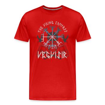Wikinger nordische Mythologie Kompass Vegvisir - Männer Premium Bio T-Shirt - Rot - Vorne - Damien (186cm)