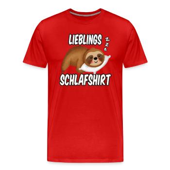 Lieblings Schlafshirt süßes Faultier - Männer Premium Bio T-Shirt - Rot - Vorne - Damien (186cm)