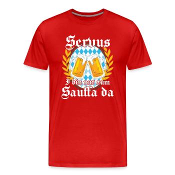 Bayern Volksfest Bier Saufen Lederhose - Männer Premium Bio T-Shirt - Rot - Vorne - Damien (186cm)