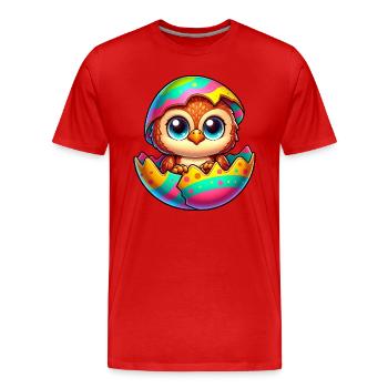 hibou mignon oeuf de Pâques dessin animé hatch coloré - T-shirt bio Premium Homme - rouge - Devant - Damien (186cm)