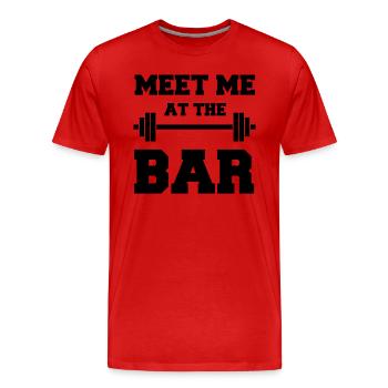 MEET ME AT THE BAR für Fitness-Geeks - Männer Premium Bio T-Shirt - Rot - Vorne - Damien (186cm)