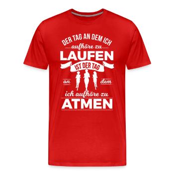 Laufen & Joggen | Der Tag - Männer Premium Bio T-Shirt - Rot - Vorne - Damien (186cm)