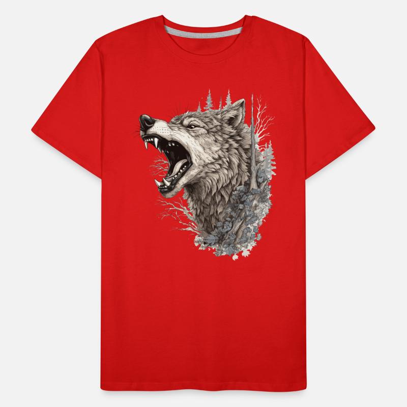 Wolf Wolf Head Scratch Marks Claws Wild Forest Hunter T-shirt bio Premium Homme