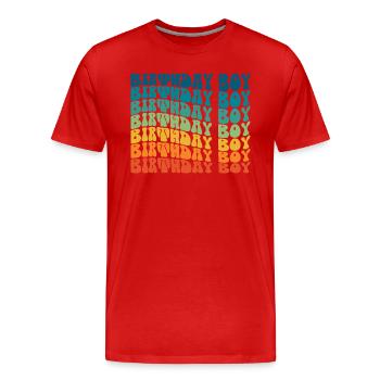 Anniversaire Garçon Groovy Rétro Vintage Anniversaire - T-shirt bio Premium Homme - rouge - Devant - Damien (186cm)