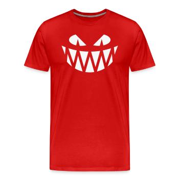 Halloween Fratze (Smile / Zähne / White) - Männer Premium Bio T-Shirt - Rot - Vorne - Damien (186cm)