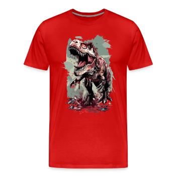 T Rex Dino Dinosaur Prehistoric - Men's Premium Organic T-Shirt - red - Front - Damien (186cm)