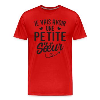 Ich werde eine kleine Schwester haben - Männer Premium Bio T-Shirt - Rot - Vorne - Damien (186cm)