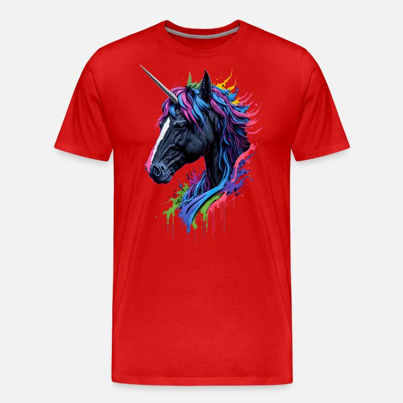 Rainbow Splash Einhorn - Männer Premium Bio T-Shirt - Rot