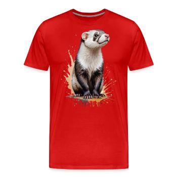 Ferret Watercolor - Playful Furball - Men's Premium Organic T-Shirt - red - Front - Damien (186cm)