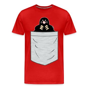 Mole Breast Pocket - Men's Premium Organic T-Shirt - red - Front - Damien (186cm)