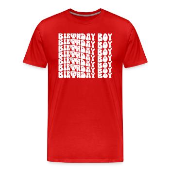 Anniversaire Garçon Groovy Rétro Vintage Anniversaire - T-shirt bio Premium Homme - rouge - Devant - Damien (186cm)