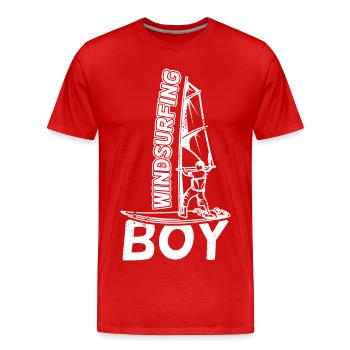 Funny windsurfer boy - Men's Premium Organic T-Shirt - red - Front - Damien (186cm)