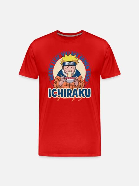 Naruto Ichiraku Hidden Leaf Village Ramen Shop - Miesten premium luomu-t-paita - punainen