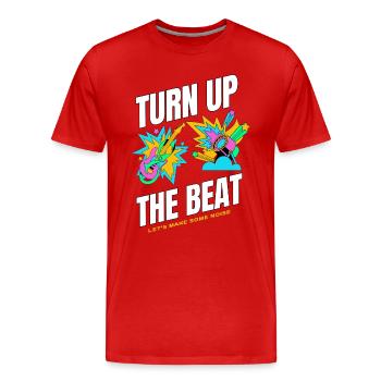 Turn Up The Beat Graphic Tee - Men's Premium Organic T-Shirt - red - Front - Damien (186cm)