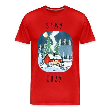 stay_cozy - T-shirt bio Premium Homme - rouge - Devant - Damien (186cm)
