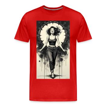 Sirène monochrome et auréole de fer - T-shirt bio Premium Homme - rouge - Devant - Damien (186cm)