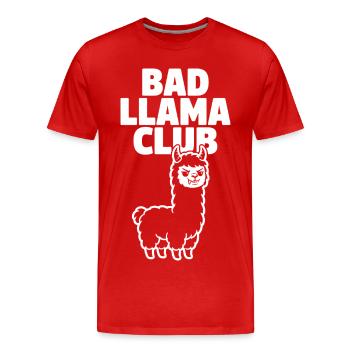 Club Bad Llama – Lama Espiègle - T-shirt bio Premium Homme - rouge - Devant - Damien (186cm)