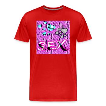 S.E.X. - Coeurs - T-shirt bio Premium Homme - rouge - Devant - Damien (186cm)