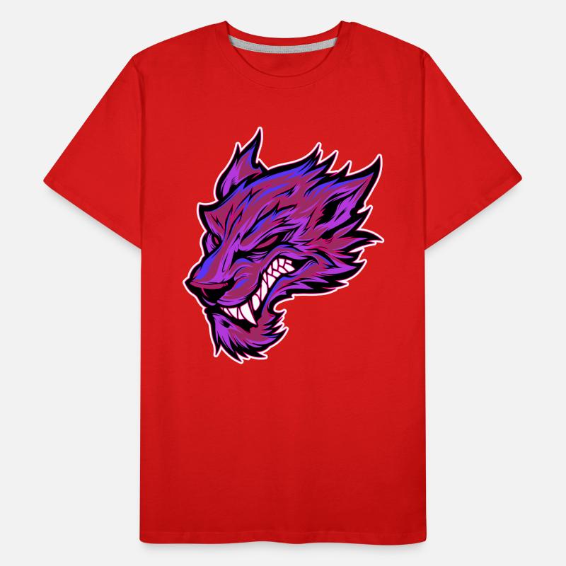 Wolf Head Wolf Head Tattoo Graffiti Pink Men's Premium Organic T-Shirt