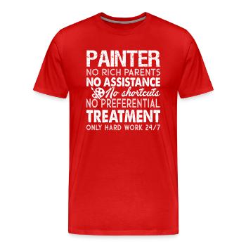 Painter Painter Hard Work - Men's Premium Organic T-Shirt - red - Front - Damien (186cm)