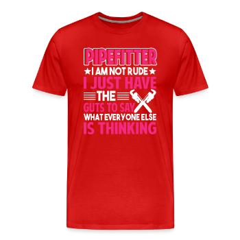 Pipefitter Pipefitter I Am Not Rude - Men's Premium Organic T-Shirt - red - Front - Damien (186cm)