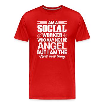 Social Worker Social Worker Angel - Men's Premium Organic T-Shirt - red - Front - Damien (186cm)