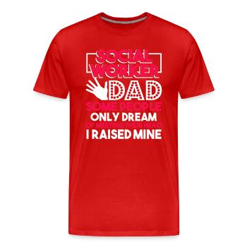 Social Worker Social Worker Dad - Men's Premium Organic T-Shirt - red - Front - Damien (186cm)