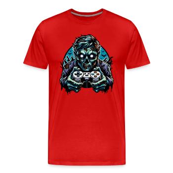 Manette de jeu Zombie - T-shirt bio Premium Homme - rouge - Devant - Damien (186cm)