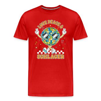 Love Peace Schlager Mann Frau Schlager Party Team - Männer Premium Bio T-Shirt - Rot - Vorne - Damien (186cm)