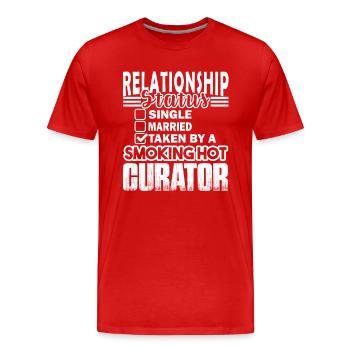 Curator Curator Relationship - Men's Premium Organic T-Shirt - red - Front - Damien (186cm)
