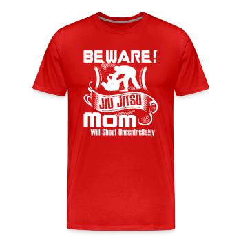 Jiu Jitsu Beware Jiu Jitsu Mom - Men's Premium Organic T-Shirt - red - Front - Damien (186cm)