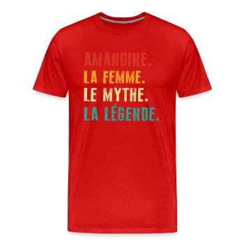 Amandine the woman the myth the legend - Men's Premium Organic T-Shirt - red - Front - Damien (186cm)