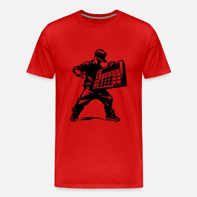 Beatmaker mit Sampler - Männer Premium Bio T-Shirt - Rot