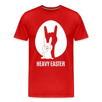 Heavy Easter - lustiger Metal Osterhase - Männer Premium Bio T-Shirt - Rot - Vorne - Damien (186cm)