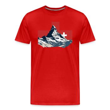 Matterhorn Zermatt Alpen - Schweizer Flagge - Männer Premium Bio T-Shirt - Rot - Vorne - Damien (186cm)