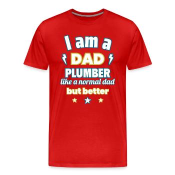 Dad plumber, gift father's day, christmas - Men's Premium Organic T-Shirt - red - Front - Damien (186cm)
