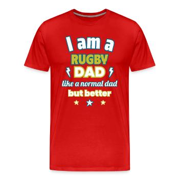 Ich bin ein Papa RUGBYMAN, Vatertagsgeschenk - Männer Premium Bio T-Shirt - Rot - Vorne - Damien (186cm)