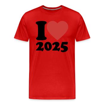 I Love 2025 - Heart - Happy New Year - Men's Premium Organic T-Shirt - red - Front - Damien (186cm)