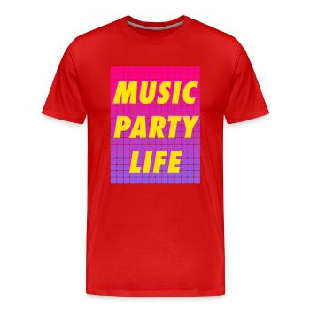MUSIC PARTY LIFE - Men's Premium Organic T-Shirt - red - Front - Damien (186cm)