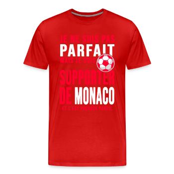 supporter foot Monaco Humour foot club Monégasques - T-shirt bio Premium Homme - rouge - Devant - Damien (186cm)